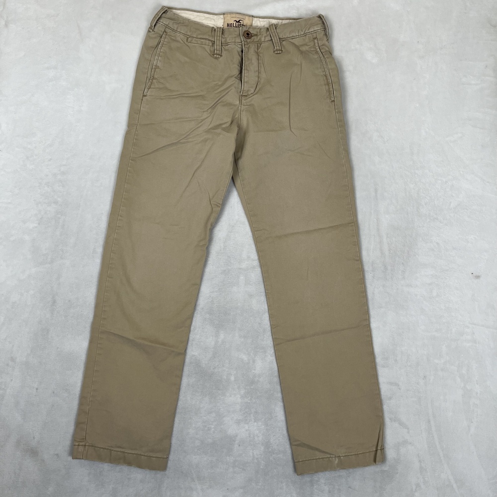 Hollister Chino Pants Mens 28x30 Beige Regular Fit Straight Casual Cotton Twill